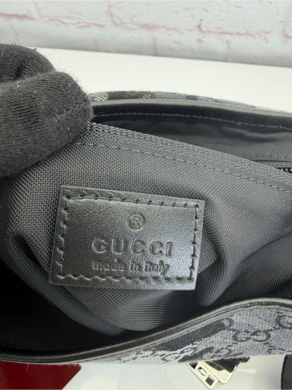 Gucci GG Canvas Camouflage Marbled Small Crossbody Bag Black NWT